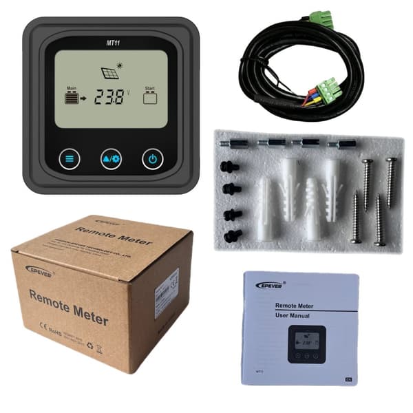 Fjernmåler til DuoRacer solcellelader, RS485 kommunikation, LCD-display,sort