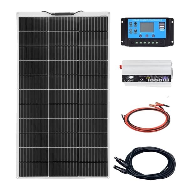 Fotovoltaisk solpanel kit, 100W-400W effektudgang, 12V/24V controller, fleksibelt design,12V til 220V 100W