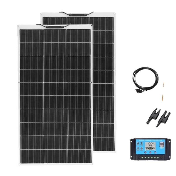 Fotovoltaisk solpanel kit, 100W-400W effektudgang, 12V/24V controller, fleksibelt design,200W solarkit