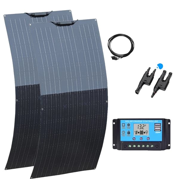 Fleksibelt Solpanel Kit, 240W Dobbelt Panel System, Smart Ladecontroller,240w 12v 24v 20A KIT