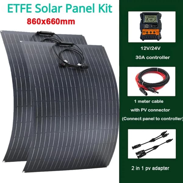 ETFE Solpanel, 860x660mm Dimensioner, 60A Controller Muligheder,30A Controller kit B