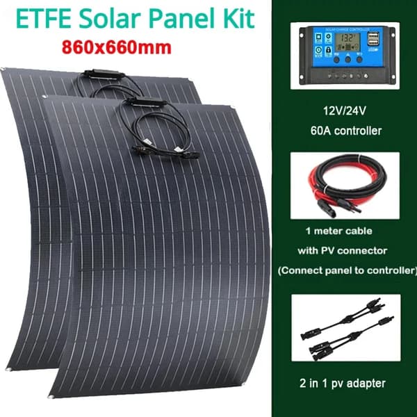 ETFE Solpanel, 860x660mm Dimensioner, 60A Controller Muligheder,60A Controller kit B