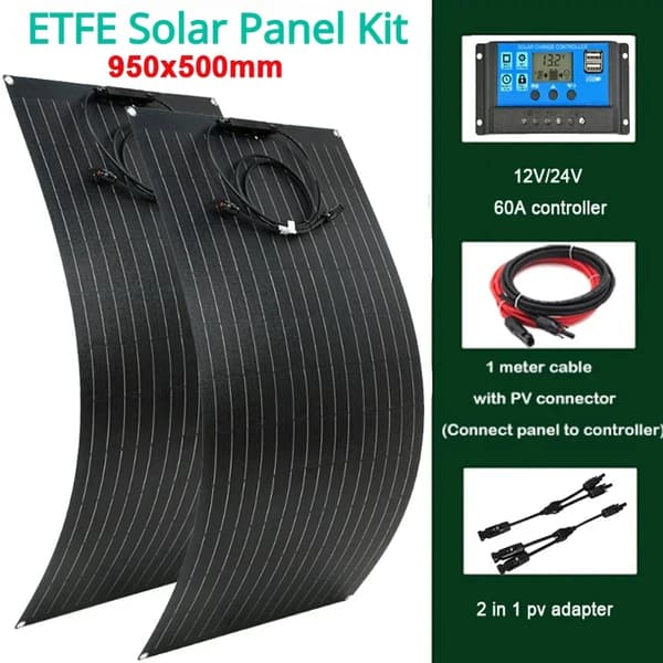 ETFE Solpanel, 860x660mm Dimensioner, 60A Controller Muligheder,60A Controller 2