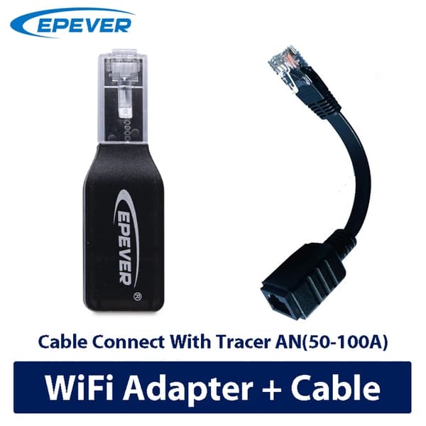 Solarkontroller, WIFI-forbindelse, mobiltelefon-app-styring, WIFI24G med kabel