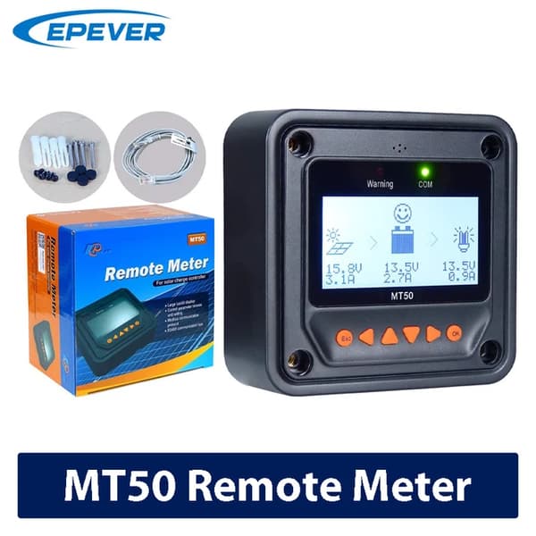 Solarkontroller, WIFI-forbindelse, mobiltelefon-app-styring, sort MT50