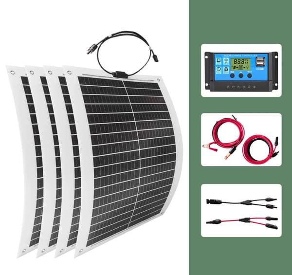 2000W Solcellesystem Kit, Høj Effektivitet Soloplader, Holdbart Vandtæt Design,4 stk. med kontrol