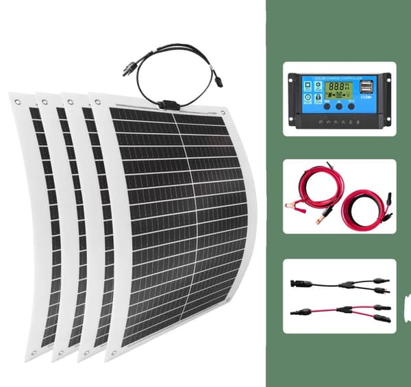 2000W Solcellesystem Kit, Høj Effektivitet Soloplader, Holdbart Vandtæt Design,4 stk. med kontrol