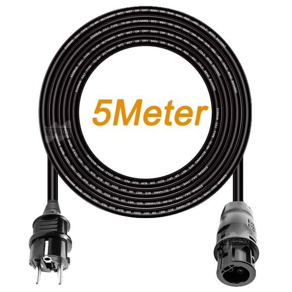 AC Strømforlængerledning, 5m Længde, 14 AWG Ledning, AC Strøm 5M Ledning