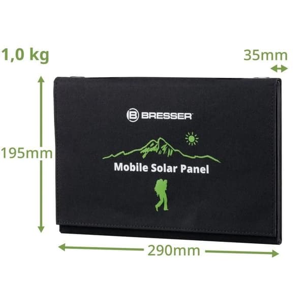 Bärbar Solcharger - Bresser - Svart - Självförsörjande - USB och DC