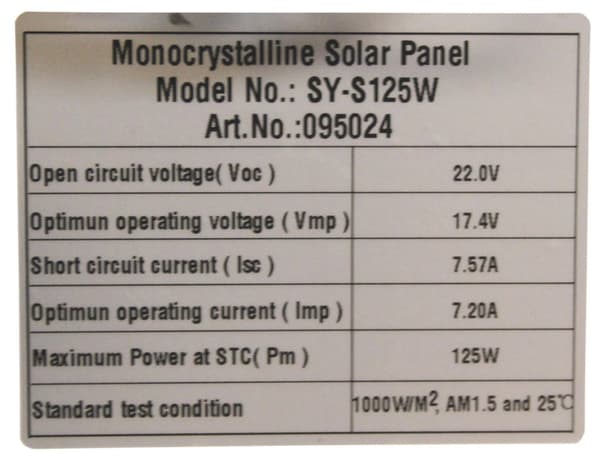 Solcelle kit MONO 125W