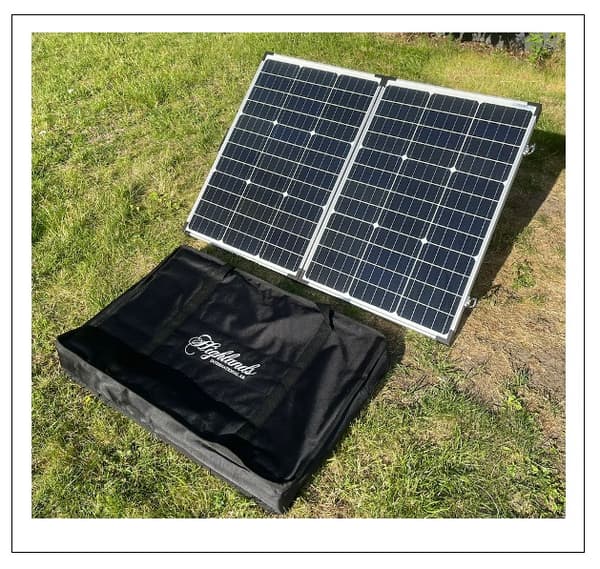 Foldable solar panel of 120 W, 12 volts.