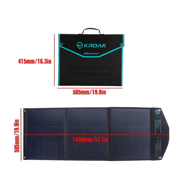 Kroak K-SP05 150W vikbar solpanel Solcellsmodul med 2 x USB och Type-C anslutning