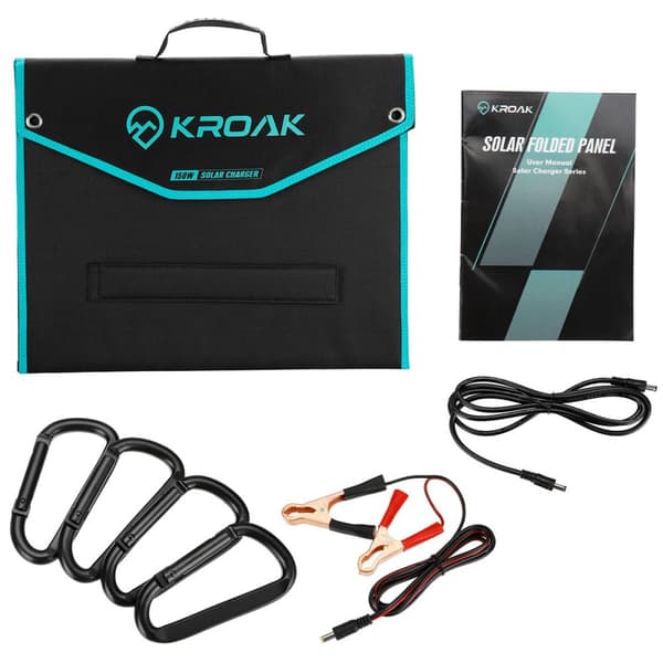 Kroak K-SP05 150W vikbar solpanel Solcellsmodul med 2 x USB och Type-C anslutning