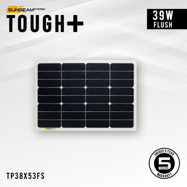 Flexibel solcell Sunbeam Tough+ 39W Flush, 38.7 W, monokristallin, 12 V, 535 x 378 mm