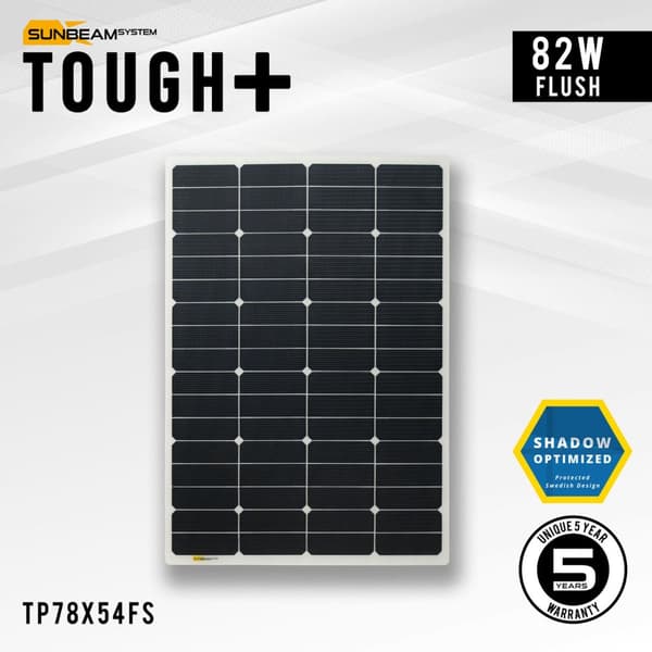 Flexibel solcell Sunbeam Tough+ 82W Flush, 82.3 W, monokristallin, 12 V, 778 x 540 mm
