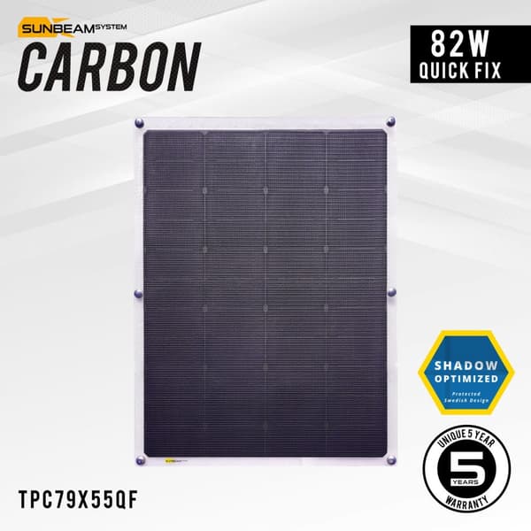 Flexibel solcell Sunbeam Tough+ Carbon 82W, 82.3 W, monokristallin, 12 V, 796 x 554 mm