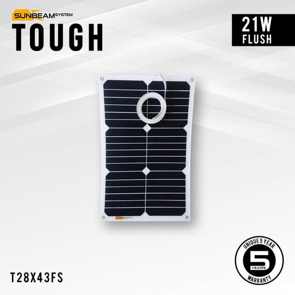 Flexibel solcell Sunbeam Tough 21W Flush, 20.8 W, monokristallin, 12 V, 433 x 277 mm