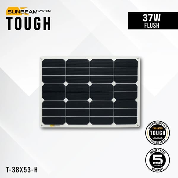 Flexibel solcell Sunbeam Tough 37W Flush, 36.9 W, monokristallin, 12 V, 535 x 378 mm