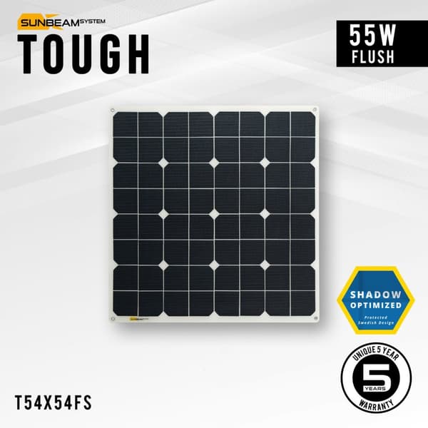 Flexibel solcell Sunbeam Tough 55W Flush, 55.4 W, monokristallin, 12 V, 540 x 540 mm
