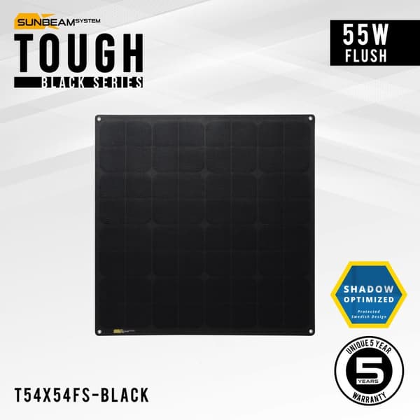 Flexibel solcell Sunbeam Tough Black 55W Flush, 55.4 W, monokristallin, 12 V, 540 x 540 mm