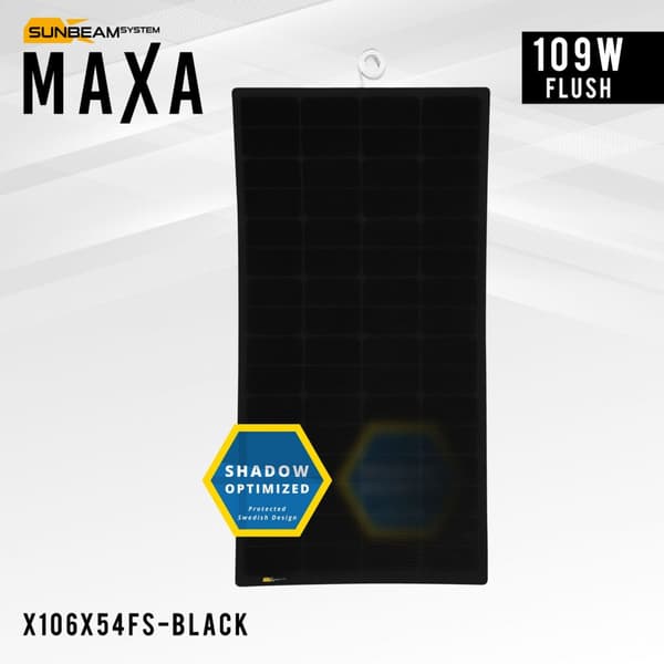 Flexibel solcell Sunbeam Maxa 109W Flush Black, 109.1 W, monokristallin, 12 V, 1060 x 540 mm