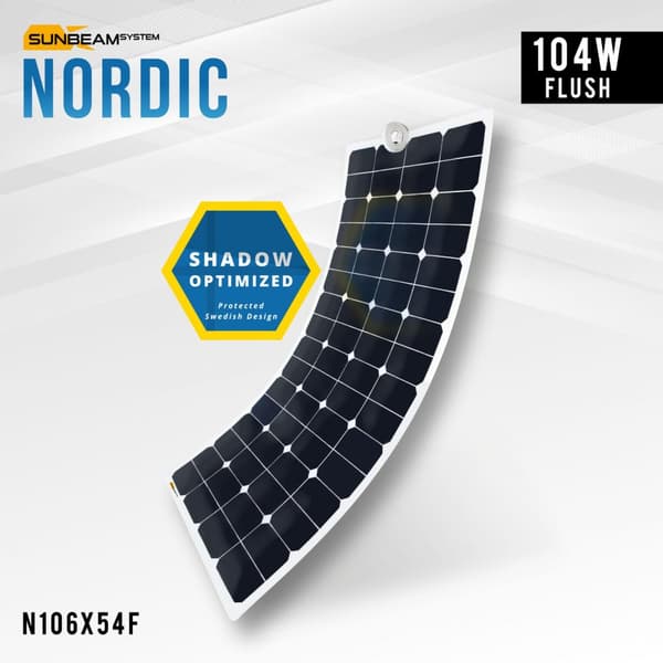 Flexibel solcell Sunbeam Nordic 104W Flush, 104 W, monokristallin, 12 V, 1060 x 540 mm
