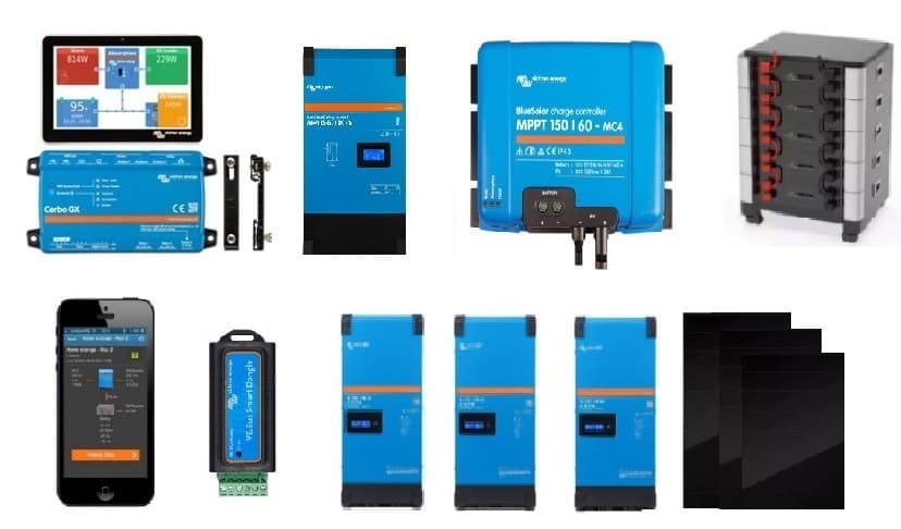Solcellspaneler med batterilagring : 10.000 kWh / år (Dual Grid fungerar med elnät och utan elnät om elen stängs av)