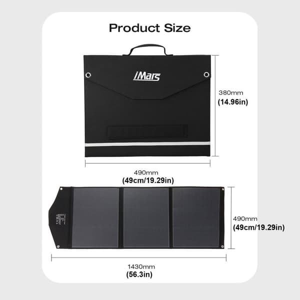 iMars SP-B150 150W 19V Solpanel Superior Monokristallin 2-portars USB Typ-C DC Solcellsbatteriladdare