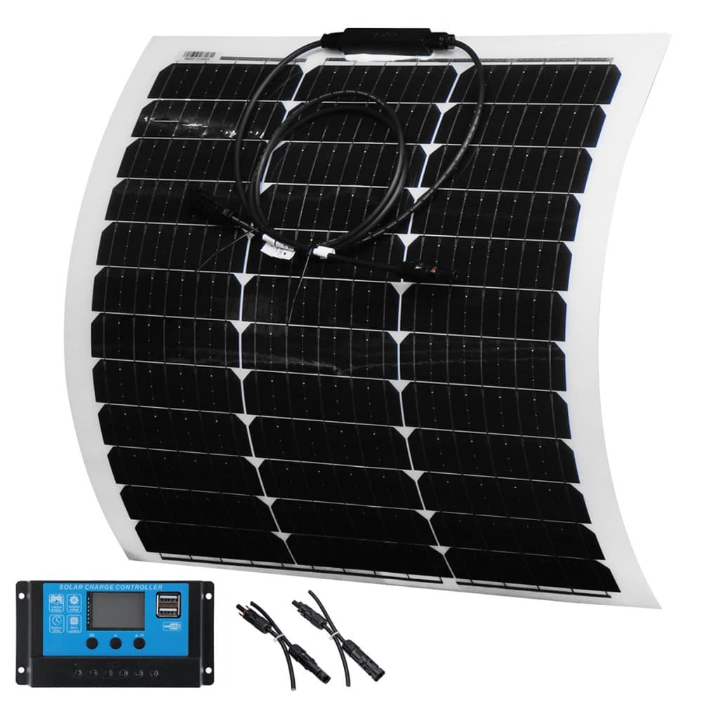 80W Flexibel Solar Panel Monokristallin Husbil Camping med 10A Controller