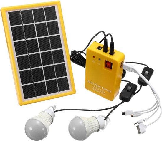 Bärbar solpanel 4000mah | Inklusive belysning USB -laddare Batteri Campingbatteri | Gul
