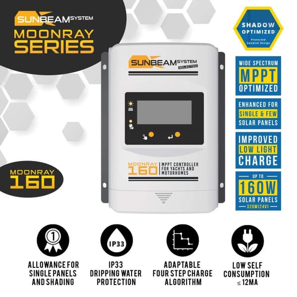 Solcellsregulator Sunbeam MoonRay 160 MPPT, 12/24 V, 10 A