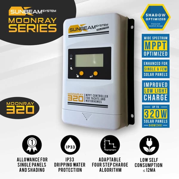 Solcellsregulator Sunbeam MoonRay 320 MPPT, 12/24 V, 20 A