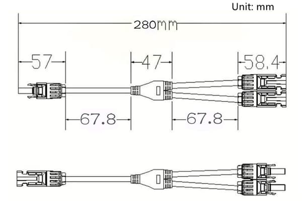 RiteAV - Solkontakt Y-gren parallell adapter solpanel kabel MC4 pluggfördelare