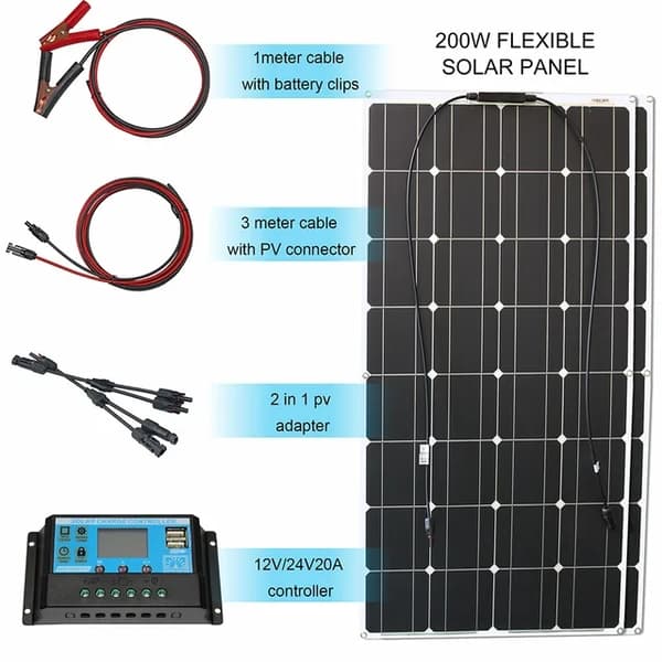 Flexibelt solpanel kit, 12V utgång, lämplig för båt, bil, husbil, 300w solpanel