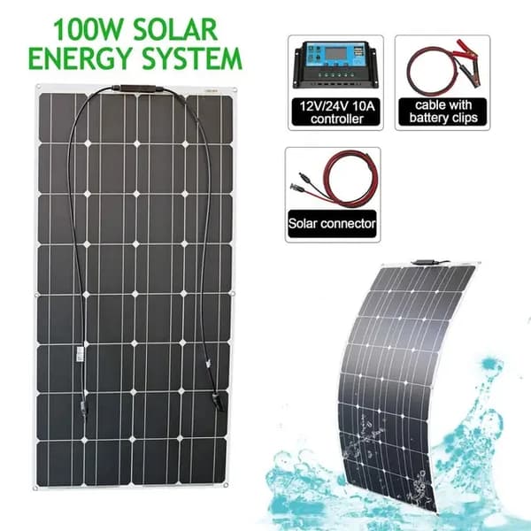 Joustava aurinkopaneeli, 100w ja 200w vaihtoehdot, sisältää aurinkosäätimen kaapelin., 2kpl 100W