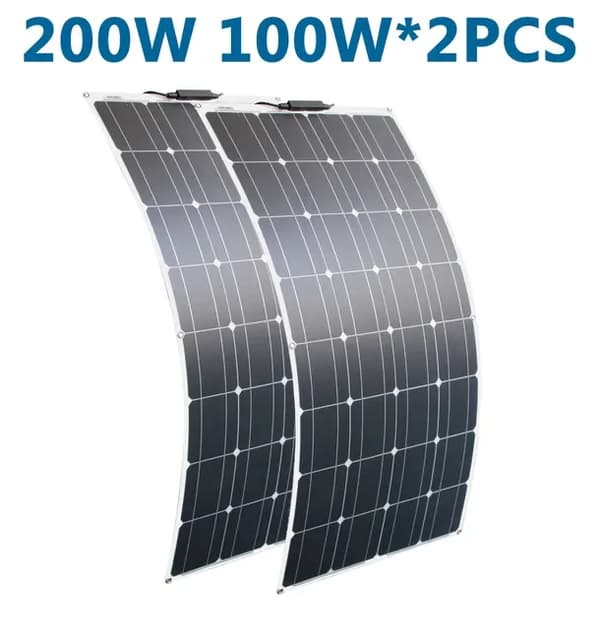 Joustava aurinkopaneeli, 100w ja 200w vaihtoehdot, sisältää aurinkosäätimen kaapelin., 2kpl 100W