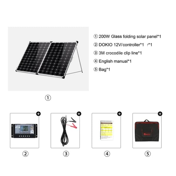 Sammenklappeligt solpanel, letvægtsdesign, høj effektudgang, 200W