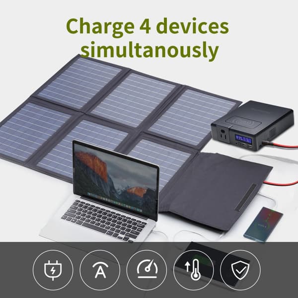 Solcelleoplader, 60W Foldbart Design, Flere Opladningsporte