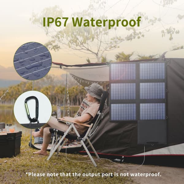Solcelleoplader, 60W Foldbart Design, Flere Opladningsporte