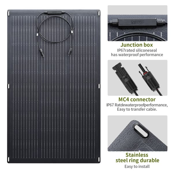 Solpanel, 100W Monokrystallinsk, Fleksibelt Design
