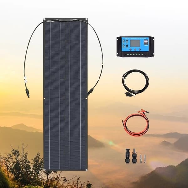 Fleksibelt solcellepanel, monokrystallinsk silicium, 12v batterioplader, 50W 16V