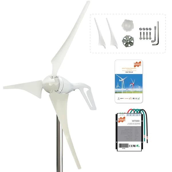 Vindmølle generator, 400W effektudgang, LED-indikatorcontroller, 12V, 3 blade, sort med controller