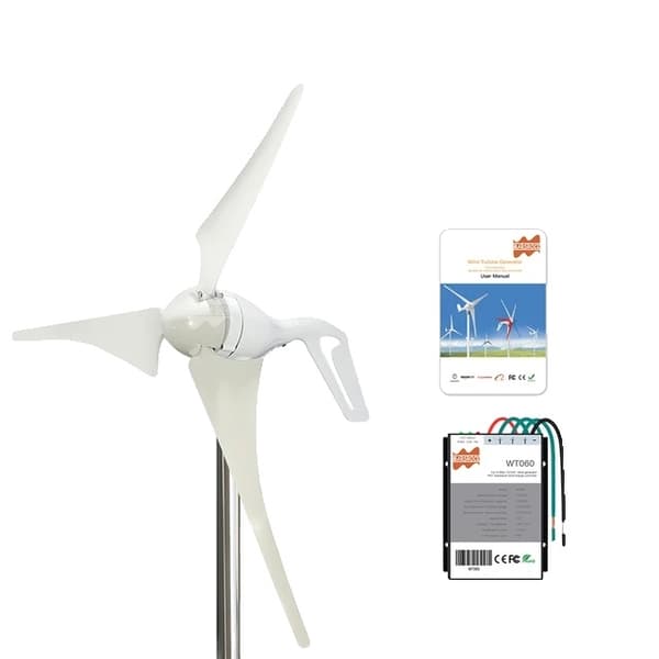 Vindmølle generator, 400W effektudgang, LED-indikatorcontroller, 12V, 3 blade, sort med controller