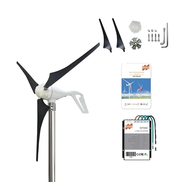 Vindmølle generator, 400W effektudgang, LED-indikatorcontroller, 12V, 3 blade, sort med controller