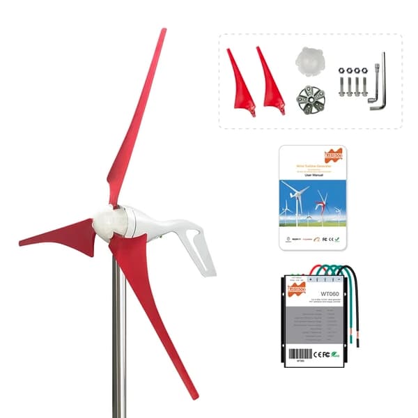 Vindmølle generator, 400W effektudgang, LED-indikatorcontroller, 12V, 3 blade, sort med controller