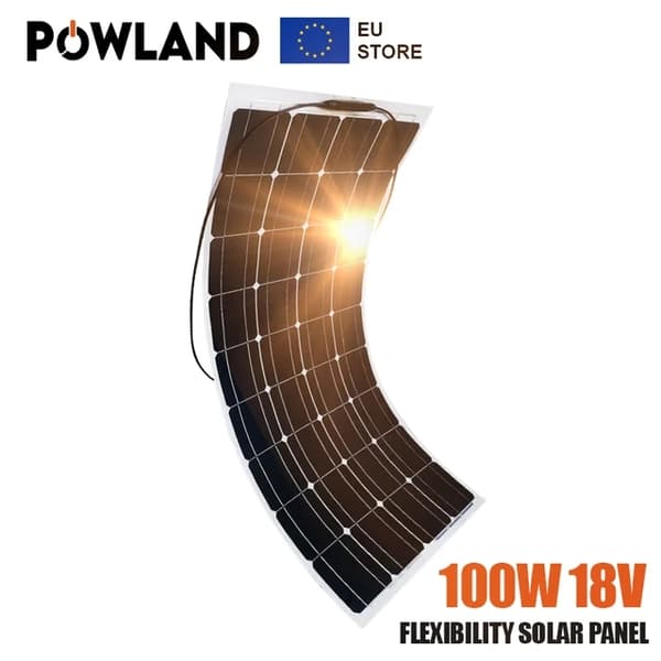 Solcellepanel sæt, Vandtæt, Fleksibel, 100W Fleksibelt solcellepanel