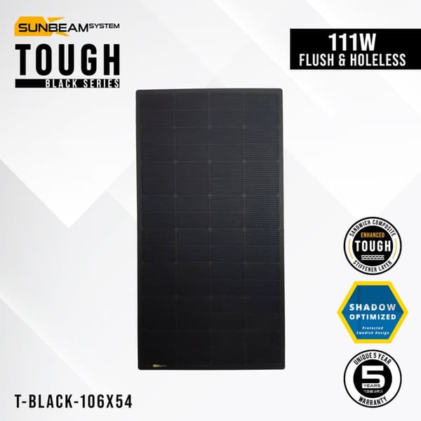 Flexibel solcell Sunbeam Tough Black 111W Flush Holeless, 110.8 W, monokristallin, 12 V, 1060 x 540 mm