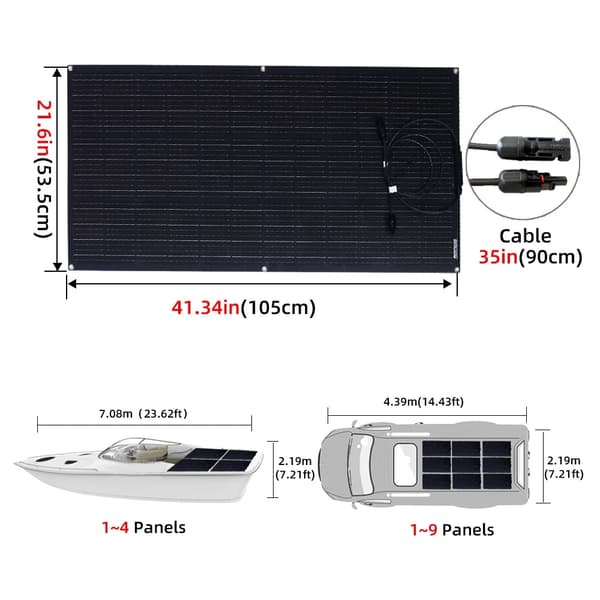 Solpanelpaket, halvflexibel design, vattentät teknologi, 330W ETFE PANEL
