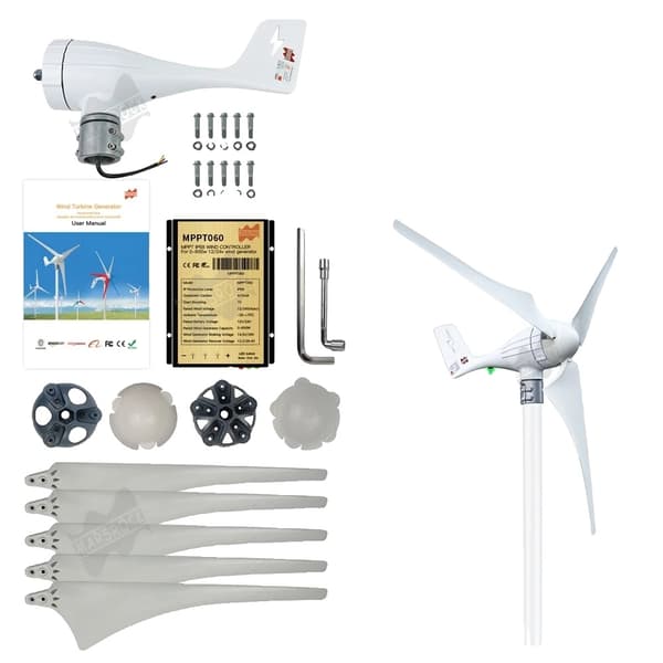 Vindmølle generator, 600W effektudgang, MPPT-controller, 24V, 6 Delta Wing