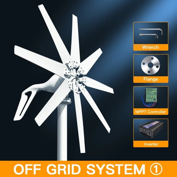 Vindmølle generator, 1000W effektudgang, MPPT opladningskontrol., 12V, Med MPPT kontrol, 1000W